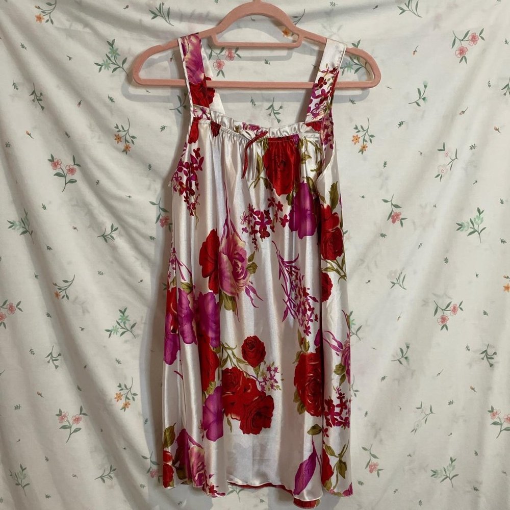 No Brand Modern White Floral Print Slip Dress Size S/M